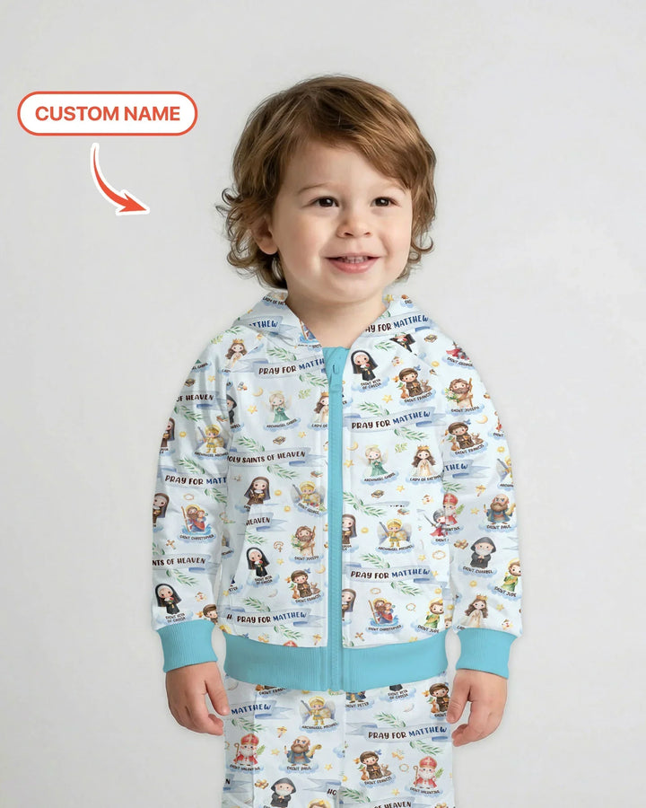 Holy Saints of Heaven Custom Name Bamboo Zip Hoodie