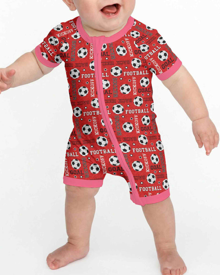 Red Soccer Ball Bamboo Shorty Zippy
