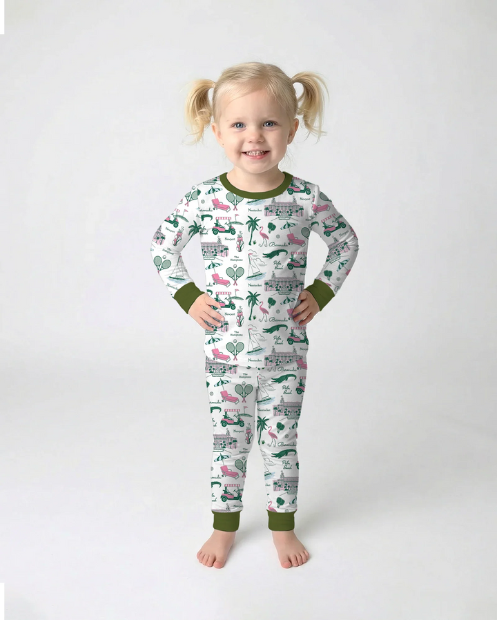 Preppy Palm Getaway Bamboo Two Piece Long Sleeve Pajama Set