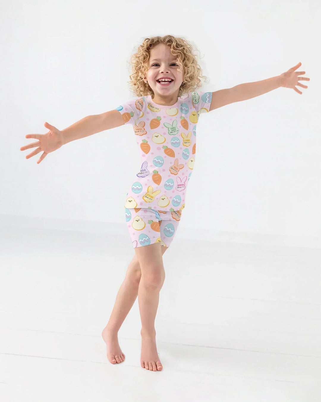 Easter Christian Bunny Bamboo Two Piece Short Sleeve Shorts Pajama Set