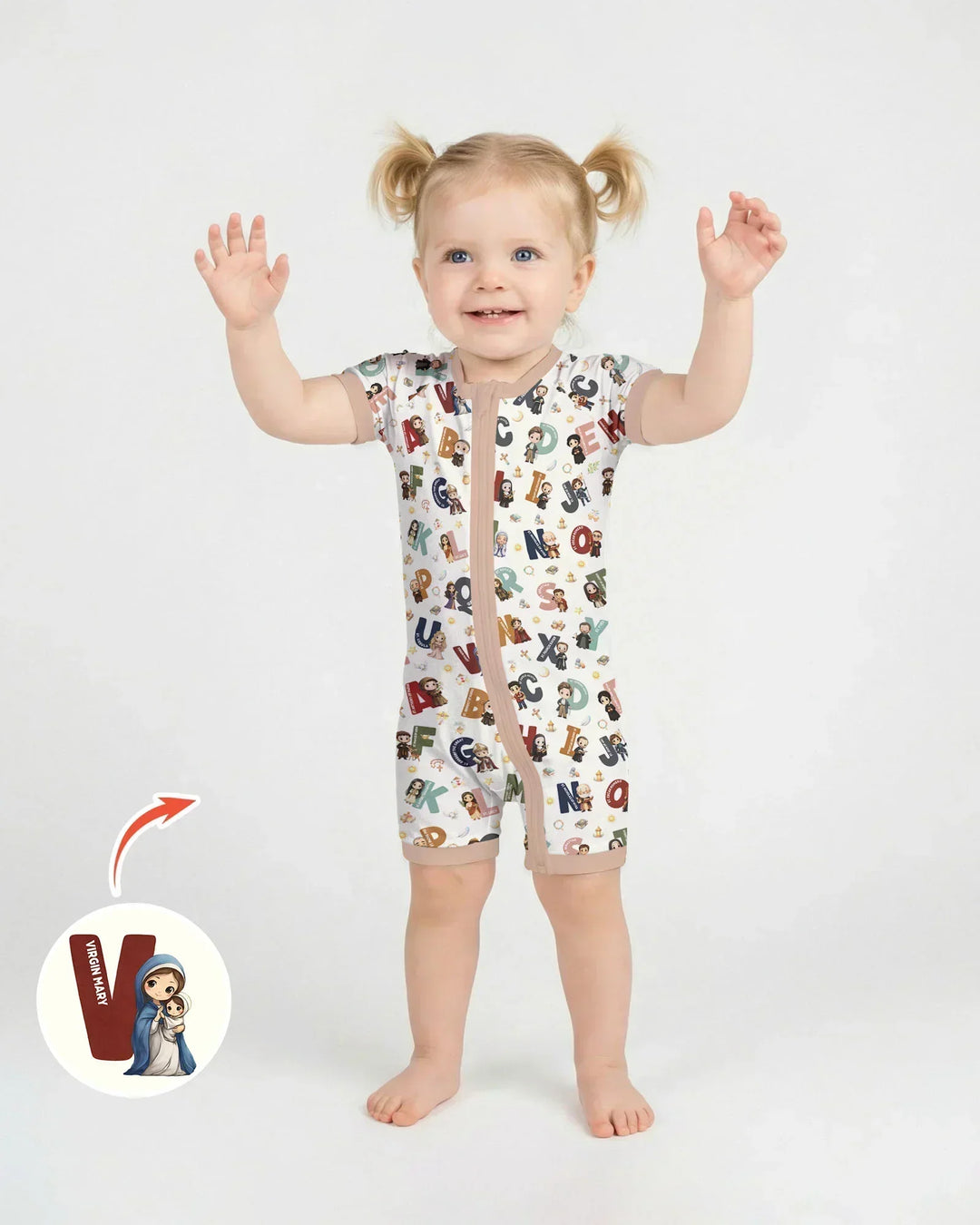 Catholic Saint ABCs Bamboo Shorty Zippy