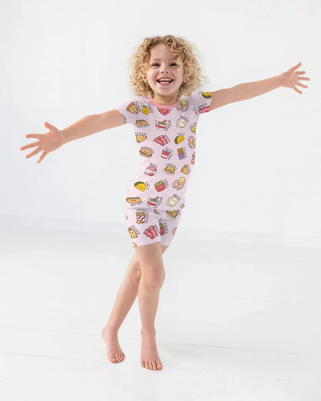 Kawaii Yummy Food Bamboo Two Piece Short Sleeve Shorts Pajama Set