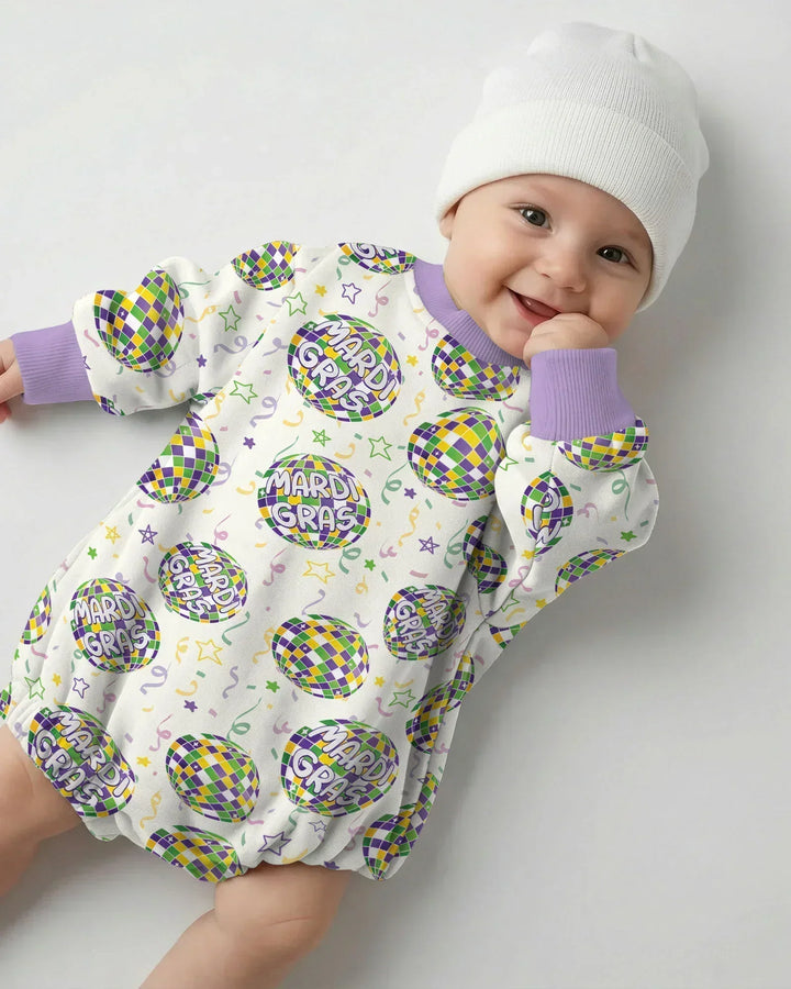 Mardi Gras Disco Ball Bamboo Bubble Romper