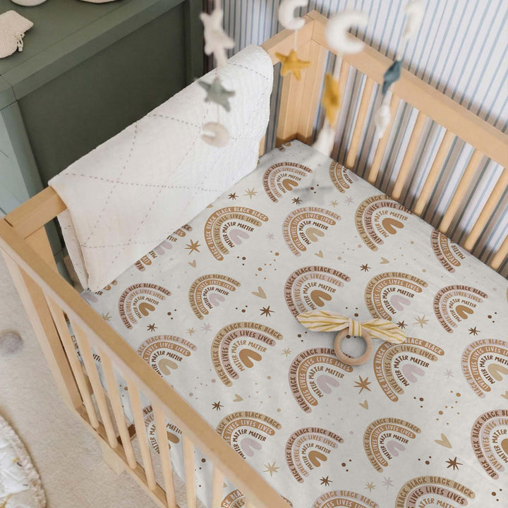 Back Lives Matter Rainbow Bamboo Fitted Crib Sheet