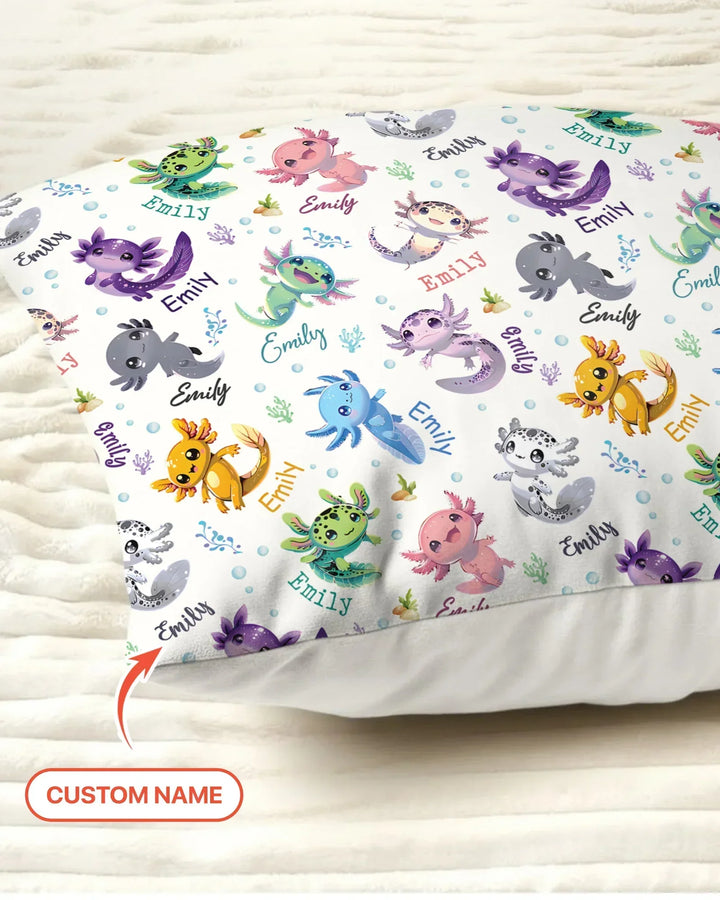 I Love You Axolotl Custom Name Bamboo Pillow Case