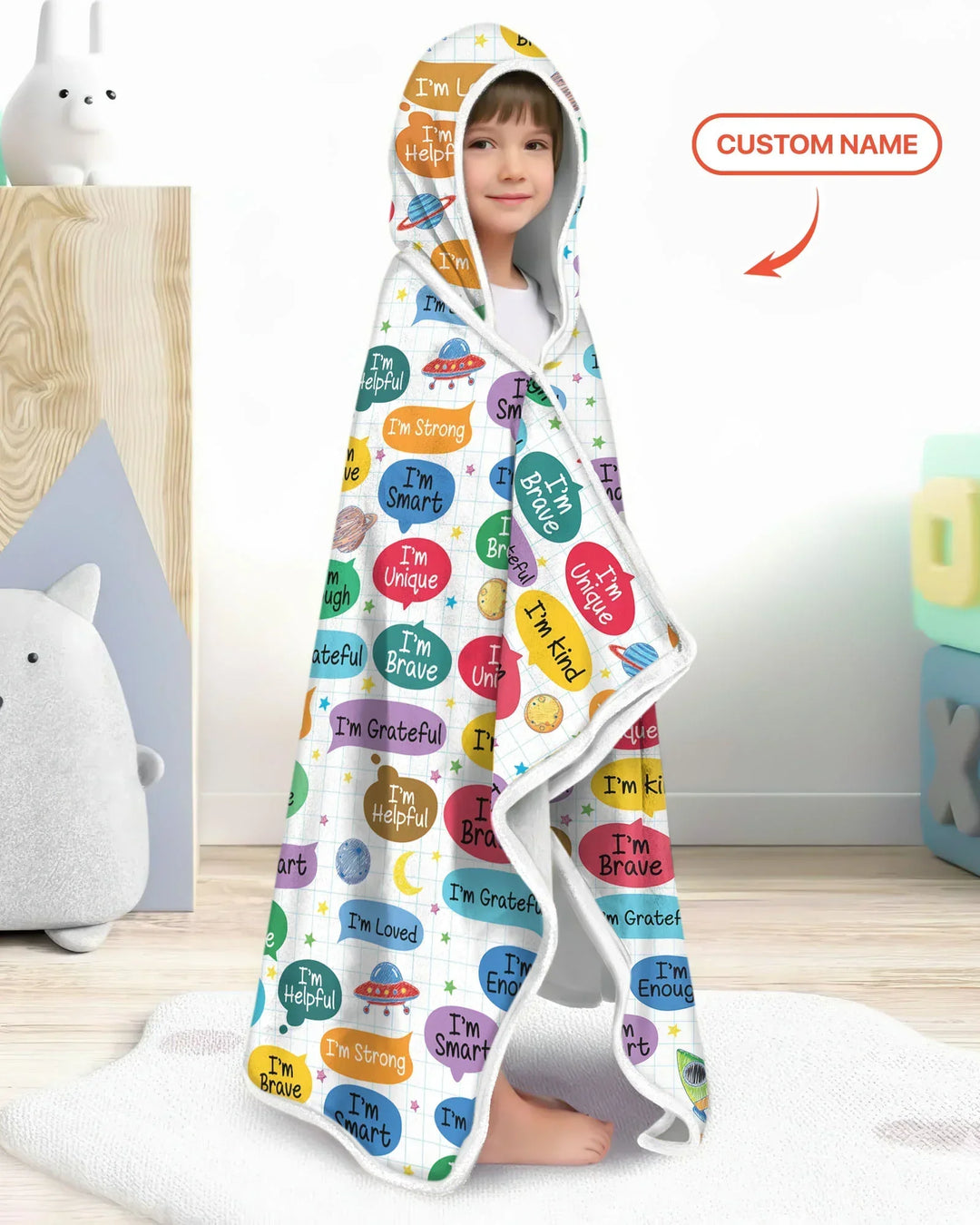 Personalized I'm Kind I'm Brave Bamboo Wearable Hooded Blanket