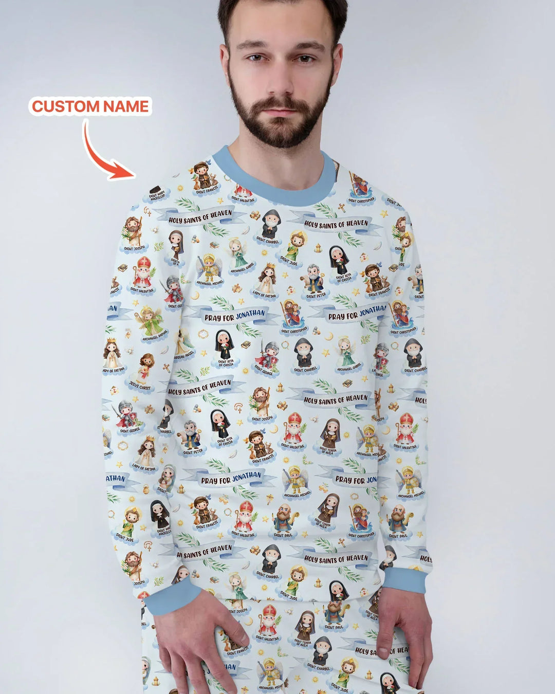 Holy Saints of Heaven Custom Name Bamboo Men's Pajama Set