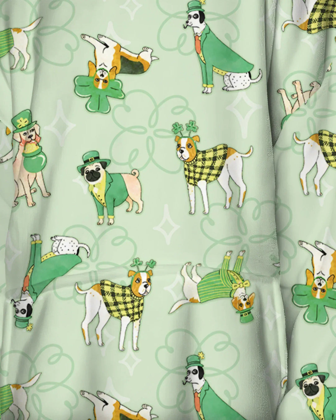 St. Patrick's Day Puppies Wearable Bamboo Blanket Hoodie