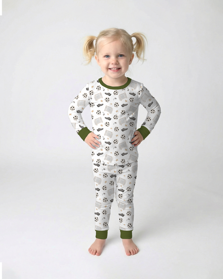 Little Soccer Star Bamboo Two Piece Long Sleeve Pajama Set