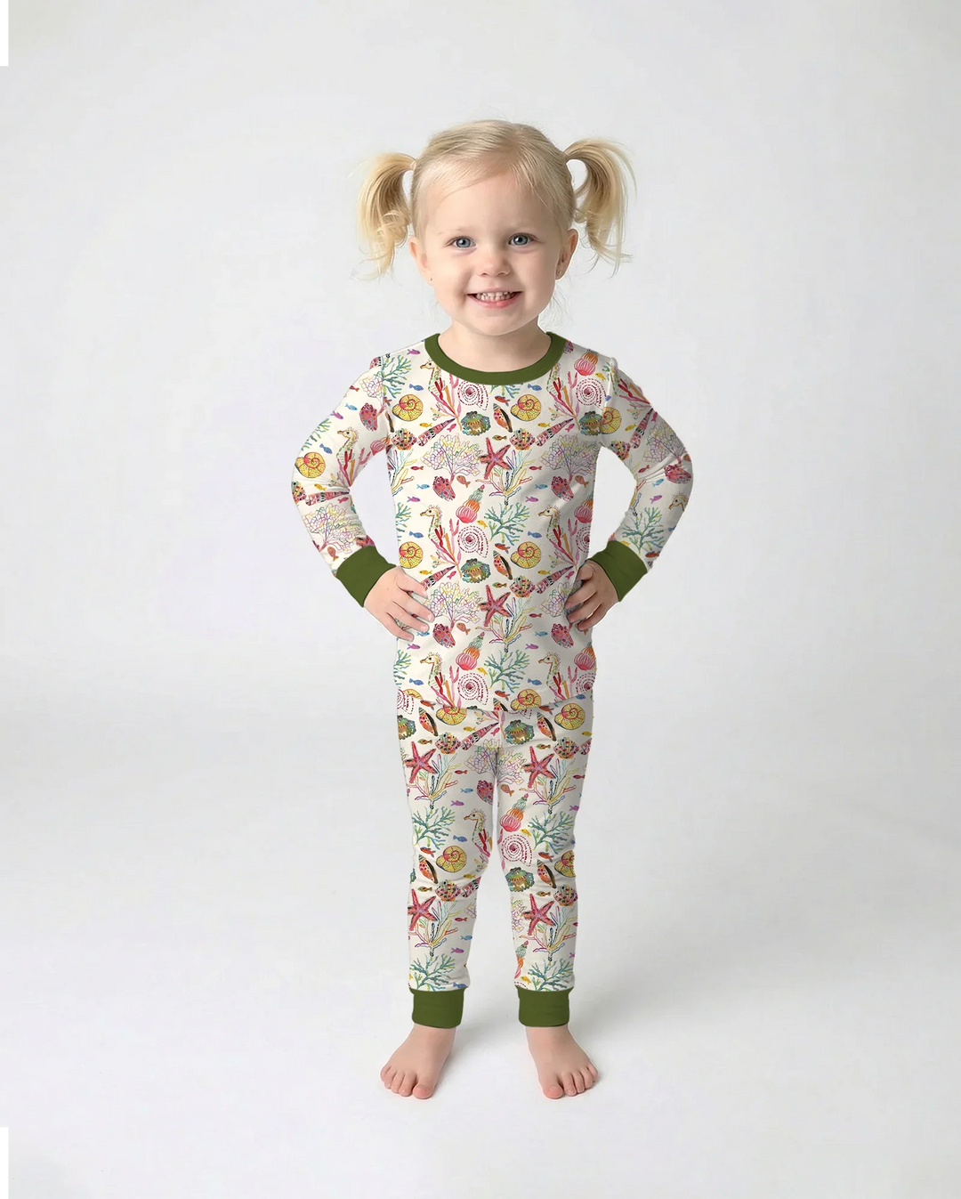 Tropical Reef Whimsy  Bamboo Two Piece Long Sleeve Pajama Set