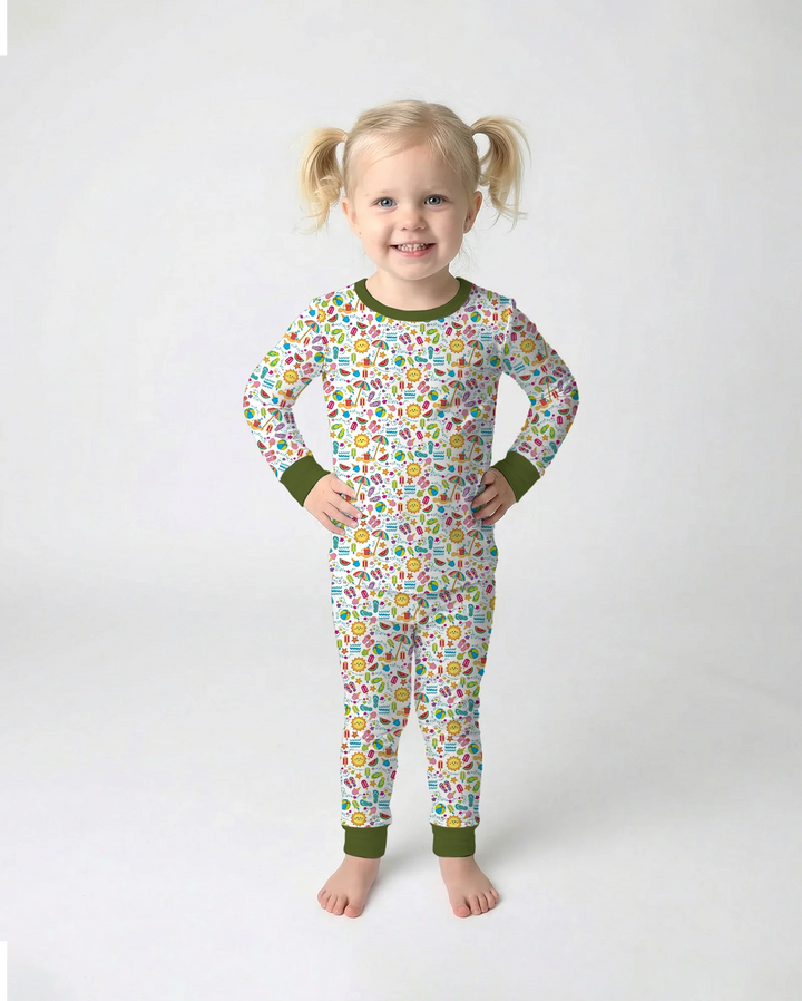 Sunshine Splash Party Bamboo Two Piece Long Sleeve Pajama Set
