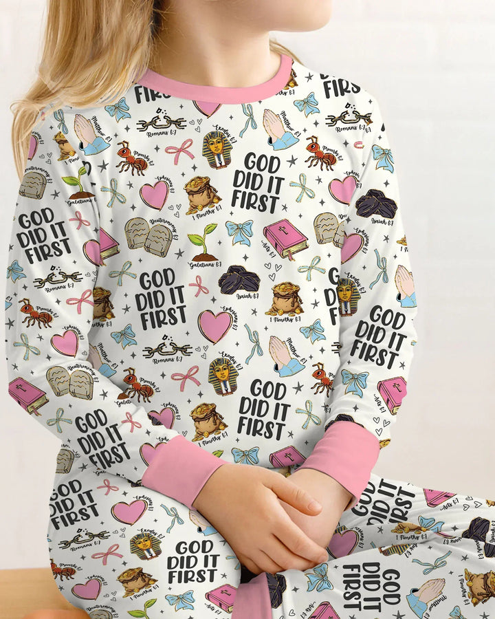 God Did It First Bamboo Two Piece Long Sleeve Pajama Set
