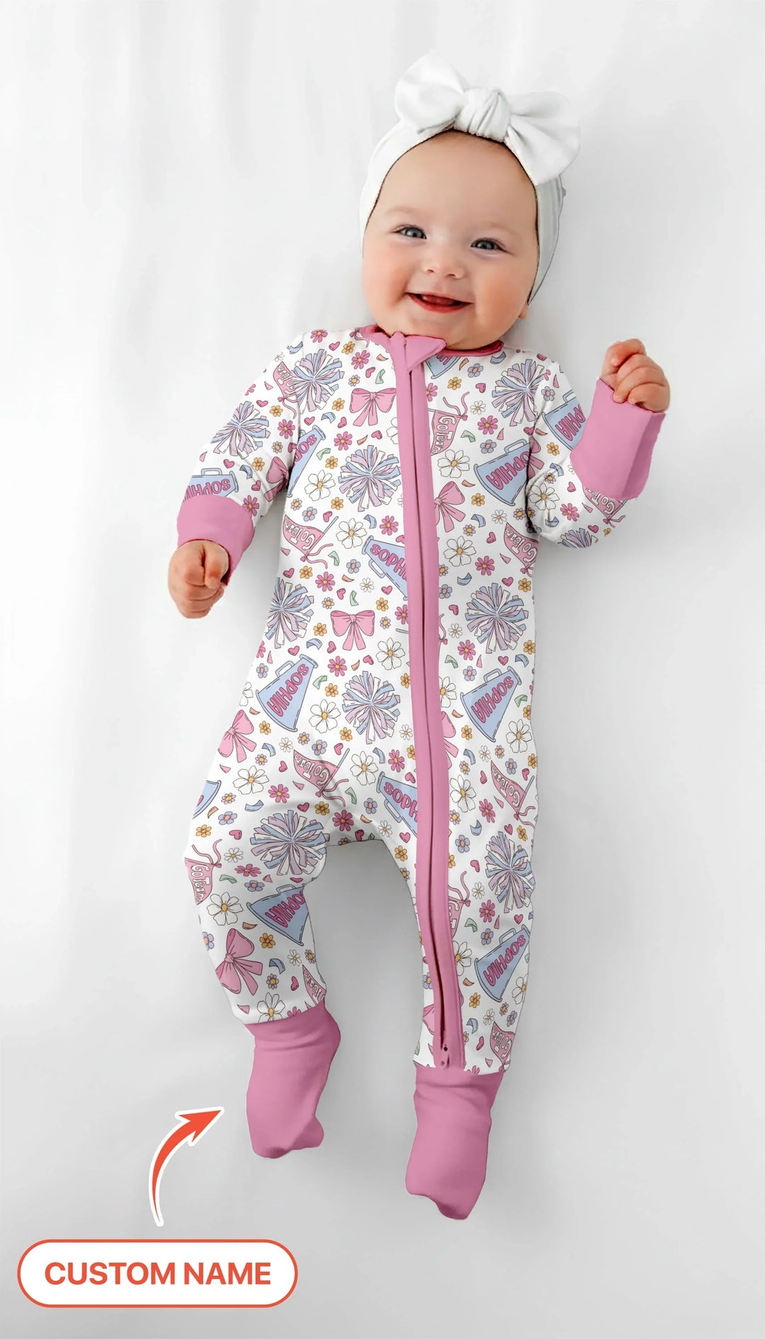 Custom Name Pastel Cheerleader Bamboo Convertible Zippy
