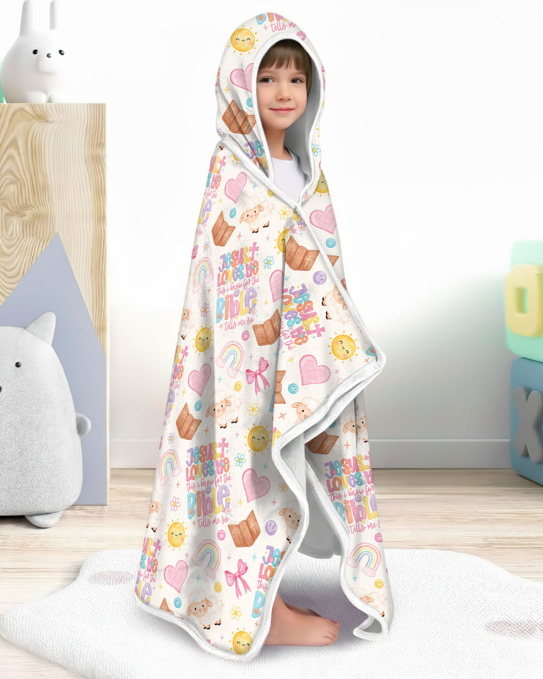 Jesus Loves Me This I Know Bamboo Wearable Hooded Blanket