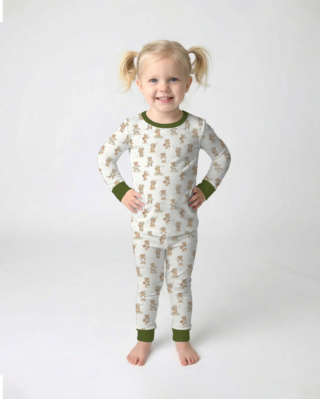 Teddy Team Spirit Bamboo Two Piece Long Sleeve Pajama Set