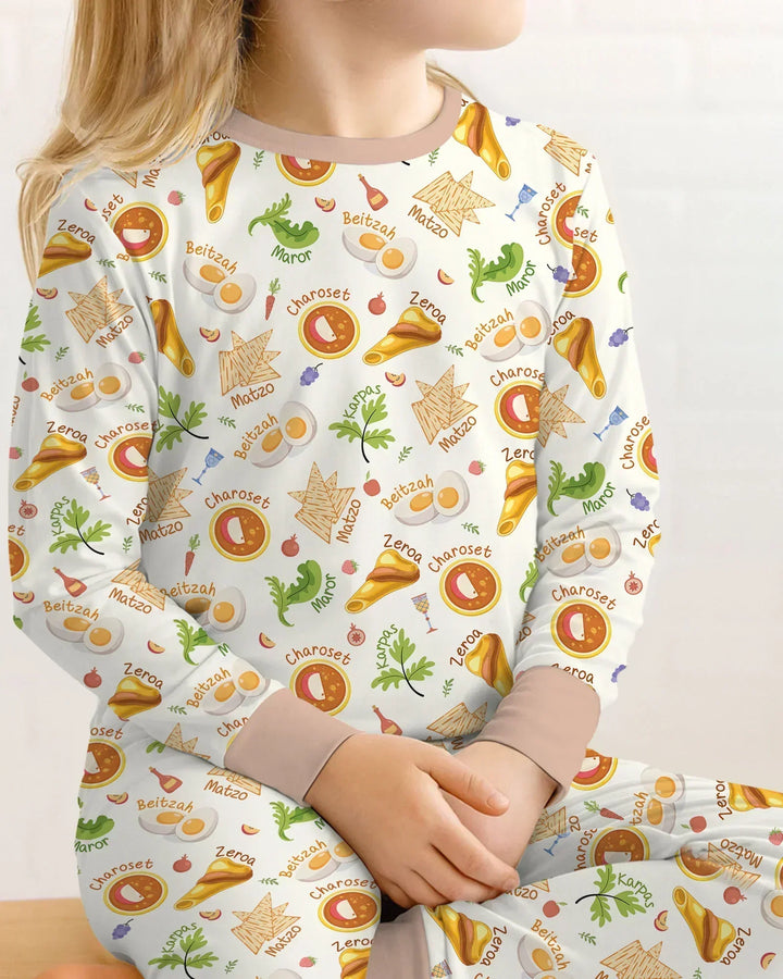 Happy Passover Family Matching Bamboo Two Piece Long Sleeve Pajama Set