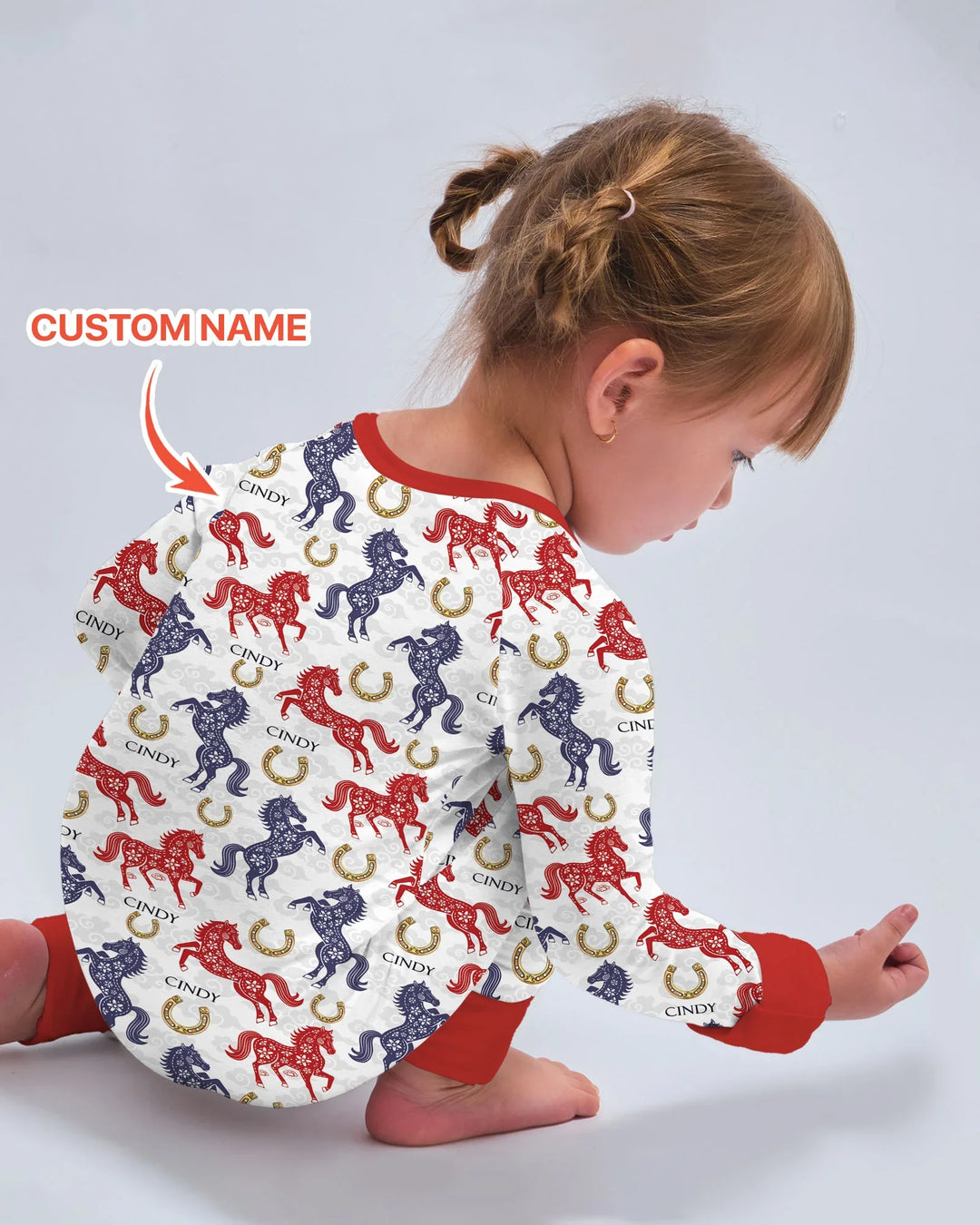 Custom Name Chinoiserie Horses Bamboo Convertible Zippy
