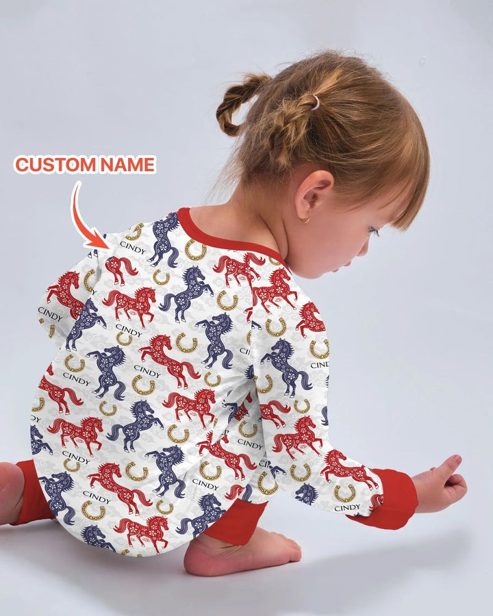 Custom Name Chinoiserie Horses Bamboo Convertible Zippy