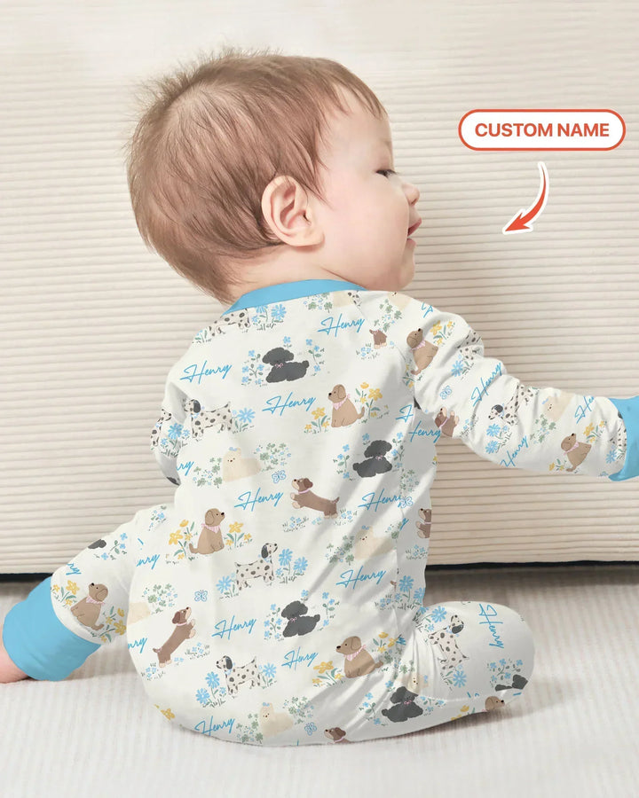 Custom Name Flower Dogs Bamboo Convertible Zippy