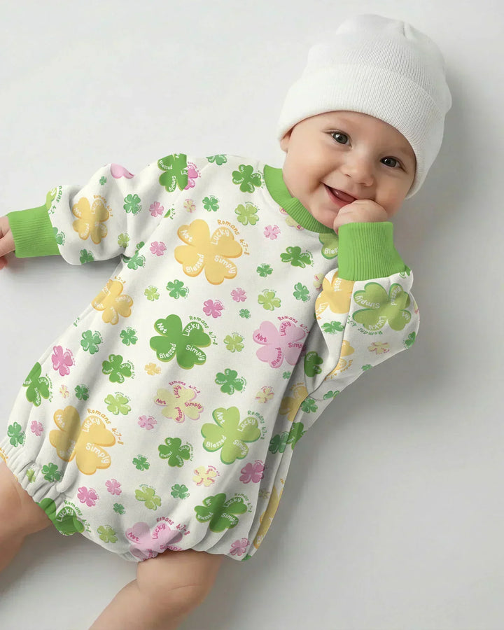 Shamrocks Print St. Patrick's Day Bamboo Bubble Romper