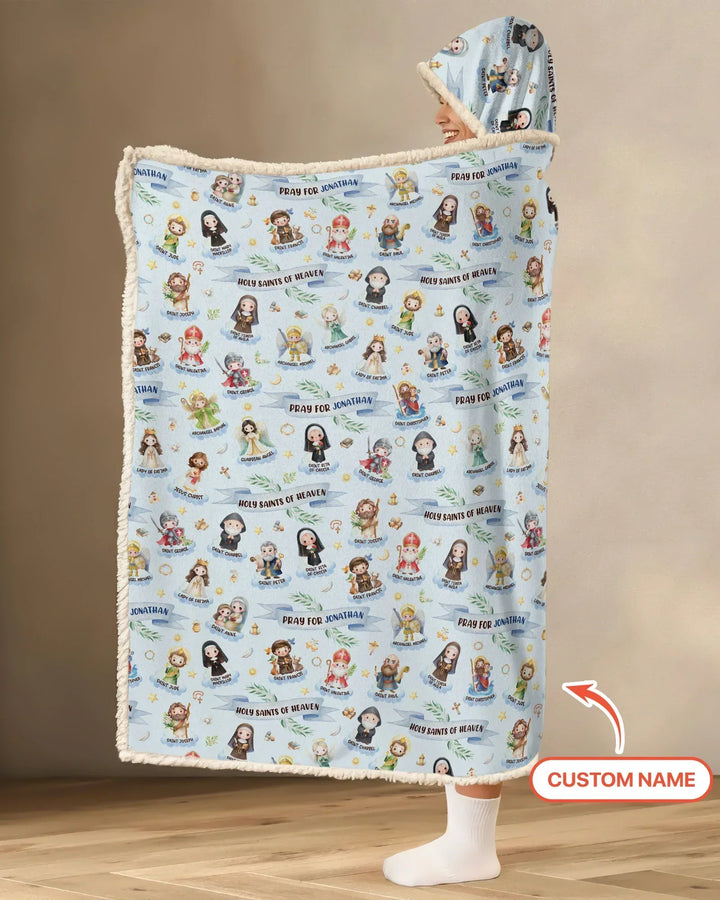 Holy Saints of Heaven Custom Name Bamboo Wearable Hooded Blanket