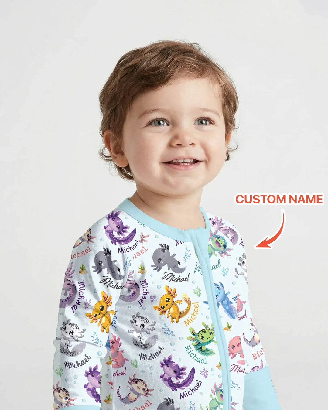 I Love You Axolotl Custom Name Bamboo Convertible Zippy