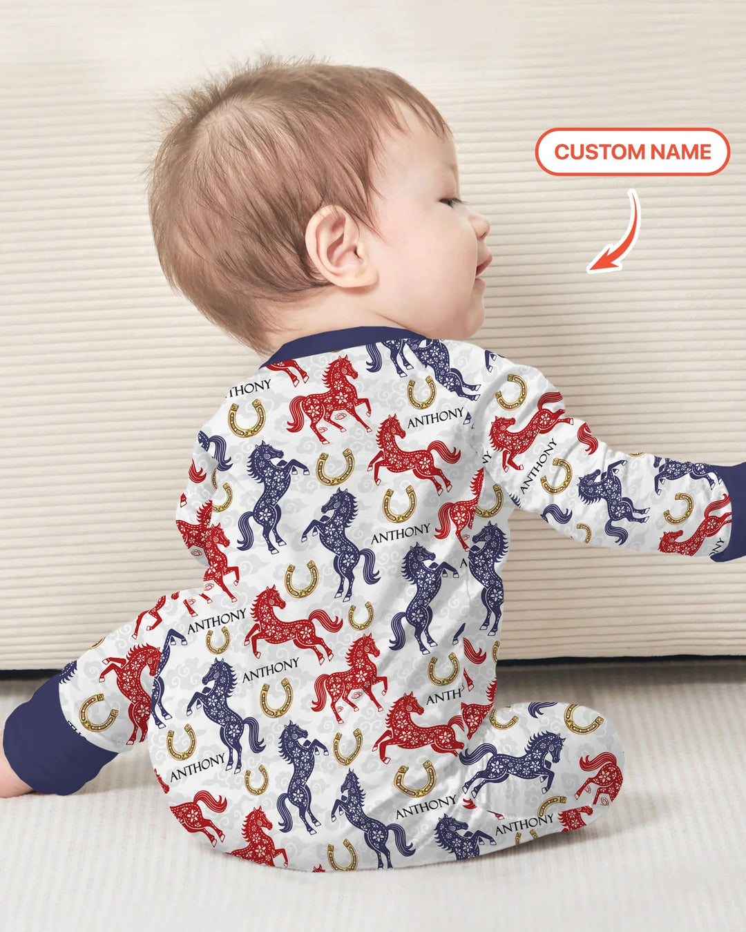 Custom Name Chinoiserie Horses Bamboo Convertible Zippy