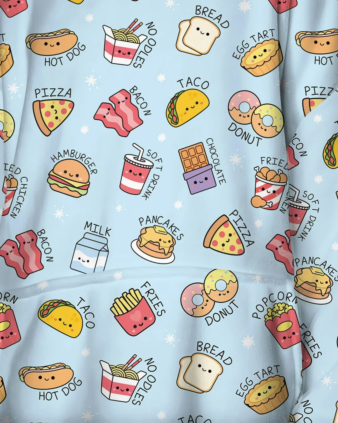 Kawaii Yummy Food Wearable Bamboo Blanket Hoodie