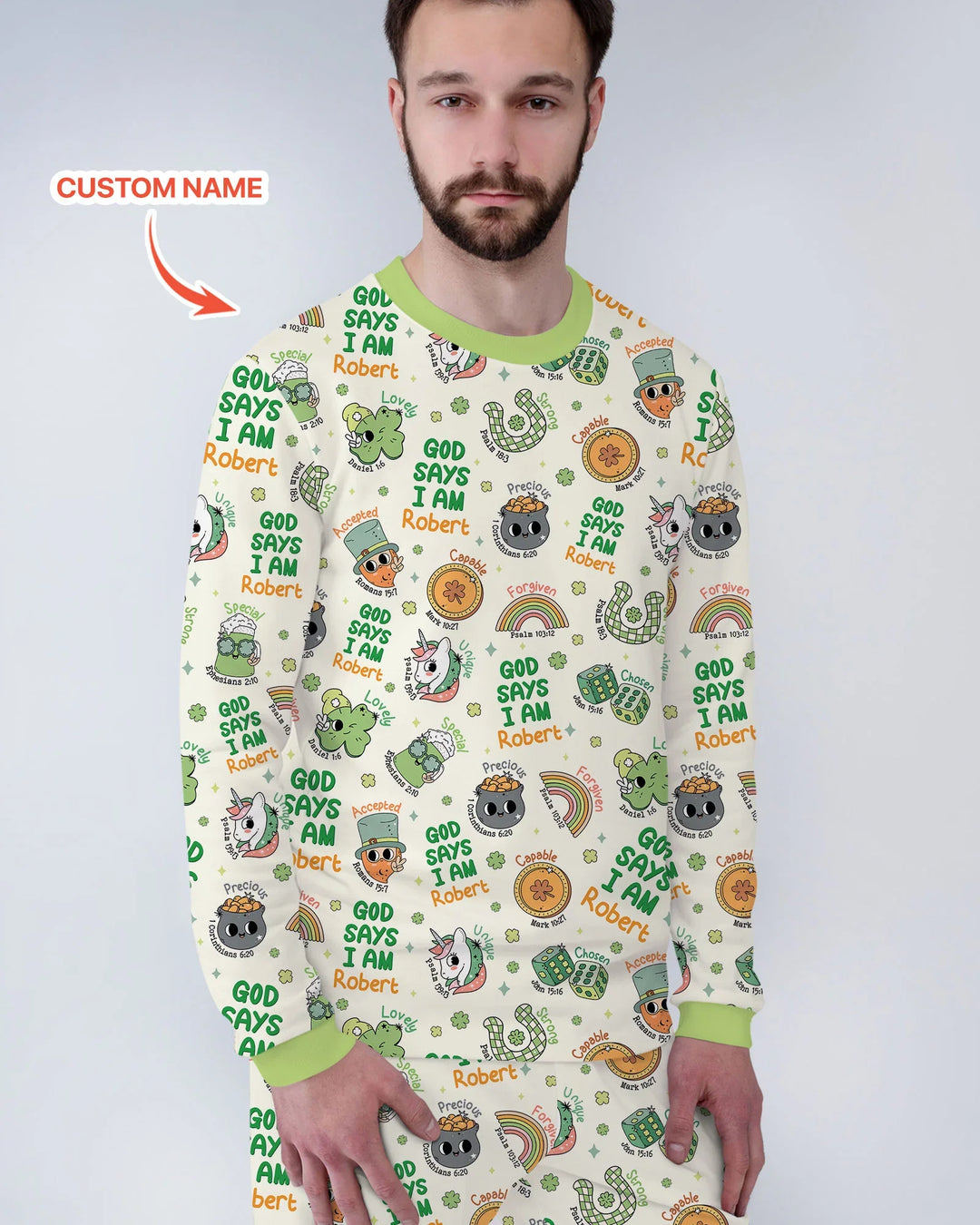 Personalized God Says I Am St. Patrick's Day Family Matching Bamboo Men's Pajama Set