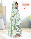 Custom Name Mardi Gras Saurus Wearable Hooded Blanket