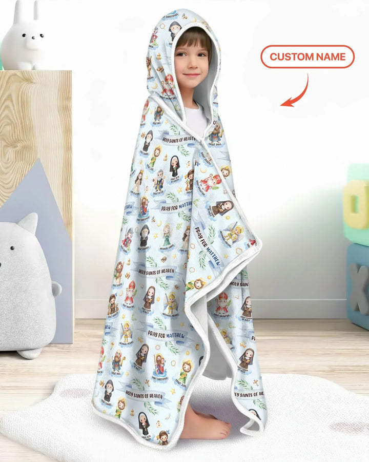 Holy Saints of Heaven Custom Name Bamboo Wearable Hooded Blanket