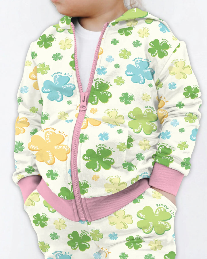 Shamrocks Print St. Patrick's Day Bamboo Zip Hoodie