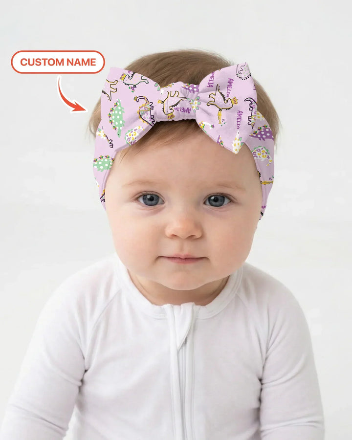 Custom Name Mardi Gras Saurus Headband