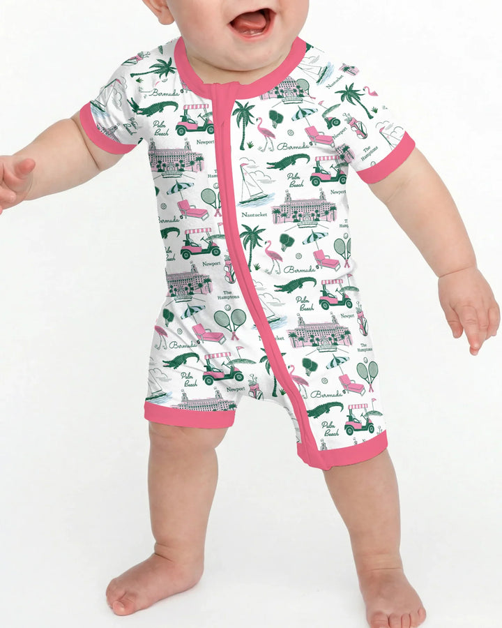 Preppy Palm Getaway Bamboo Shorty Zippy