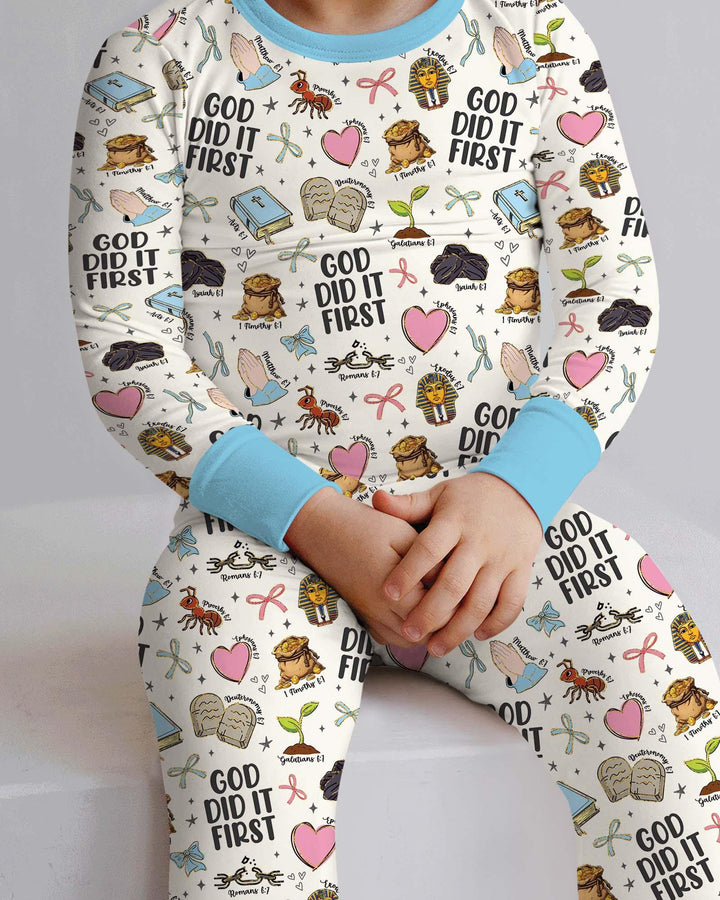 God Did It First Bamboo Two Piece Long Sleeve Pajama Set