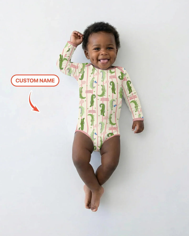 Custom Name Tennis Crocodiles Bamboo Bodysuit