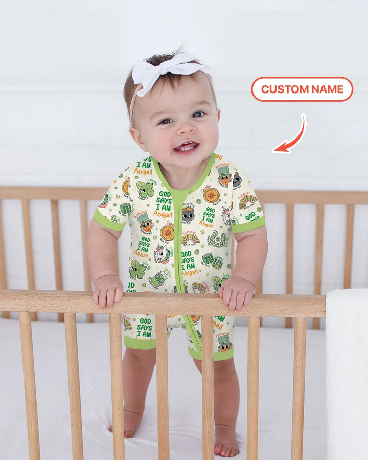 Personalized God Says I Am St. Patrick's Day Family Matching Bamboo Shorty Zippy