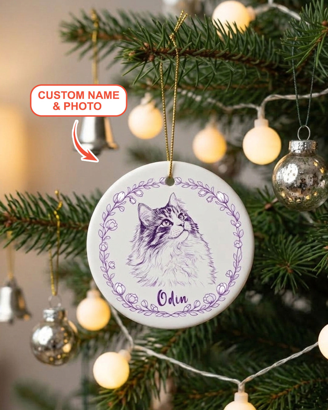 Custom Pet Photo Chinoiserie Ceramic Ornament