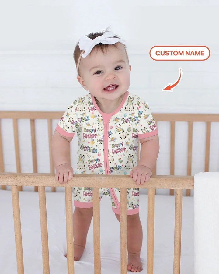 Personalized Happy Easter Bunny Bamboo Shorty Zippy