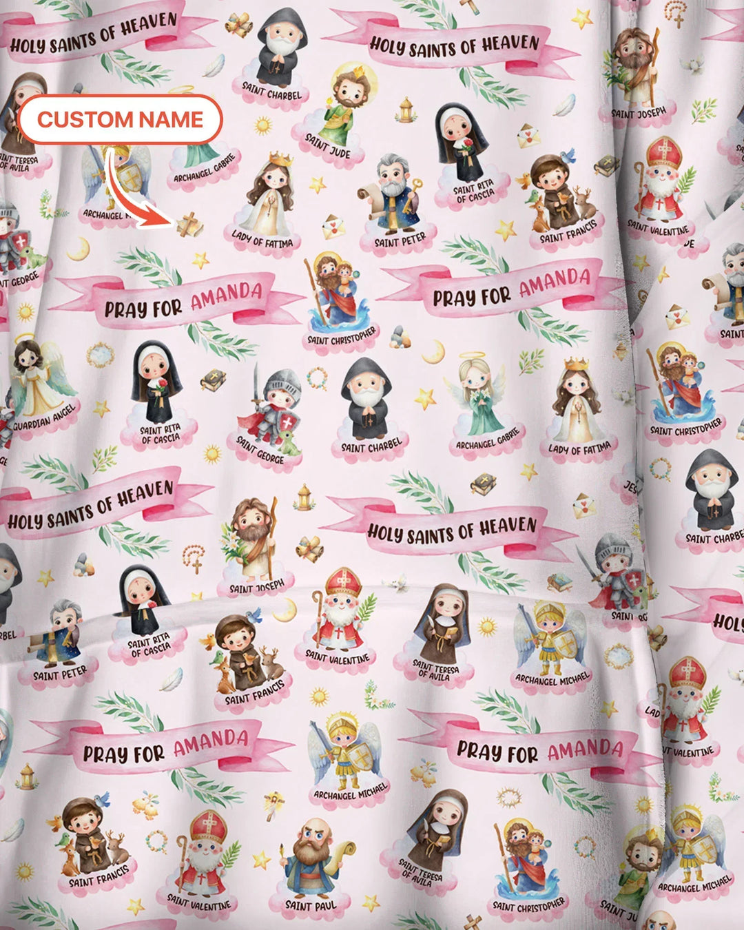 Holy Saints of Heaven Custom Name Bamboo Blanket Hoodie