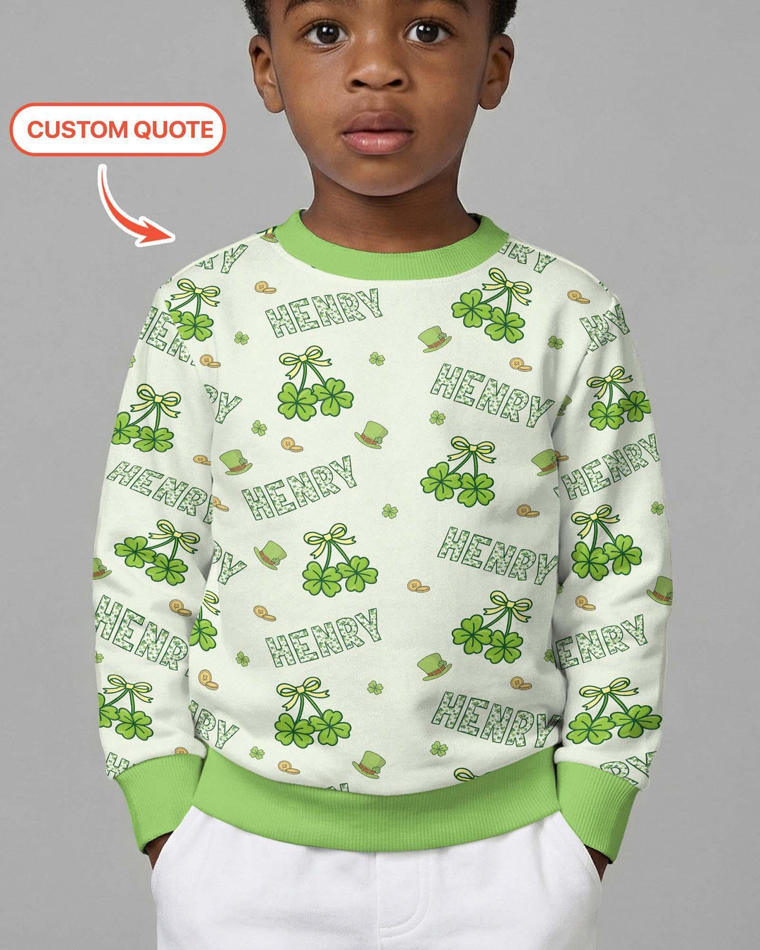Custom Name Lucky Little Shamrock Bamboo Crewneck Sweatshirt