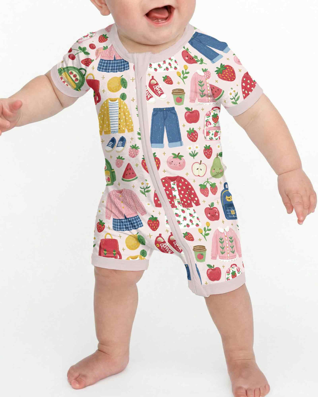 Strawberry School Style Bamboo Shorty Zippy