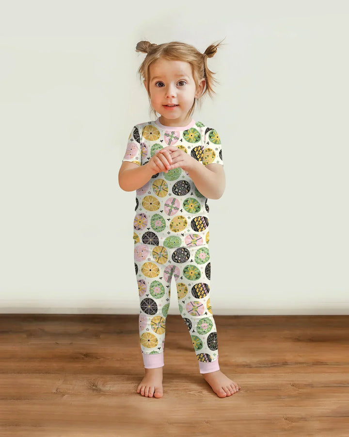 Pysanky Eggs Family Matching Bamboo Two Piece Short Sleeve Pajama Set
