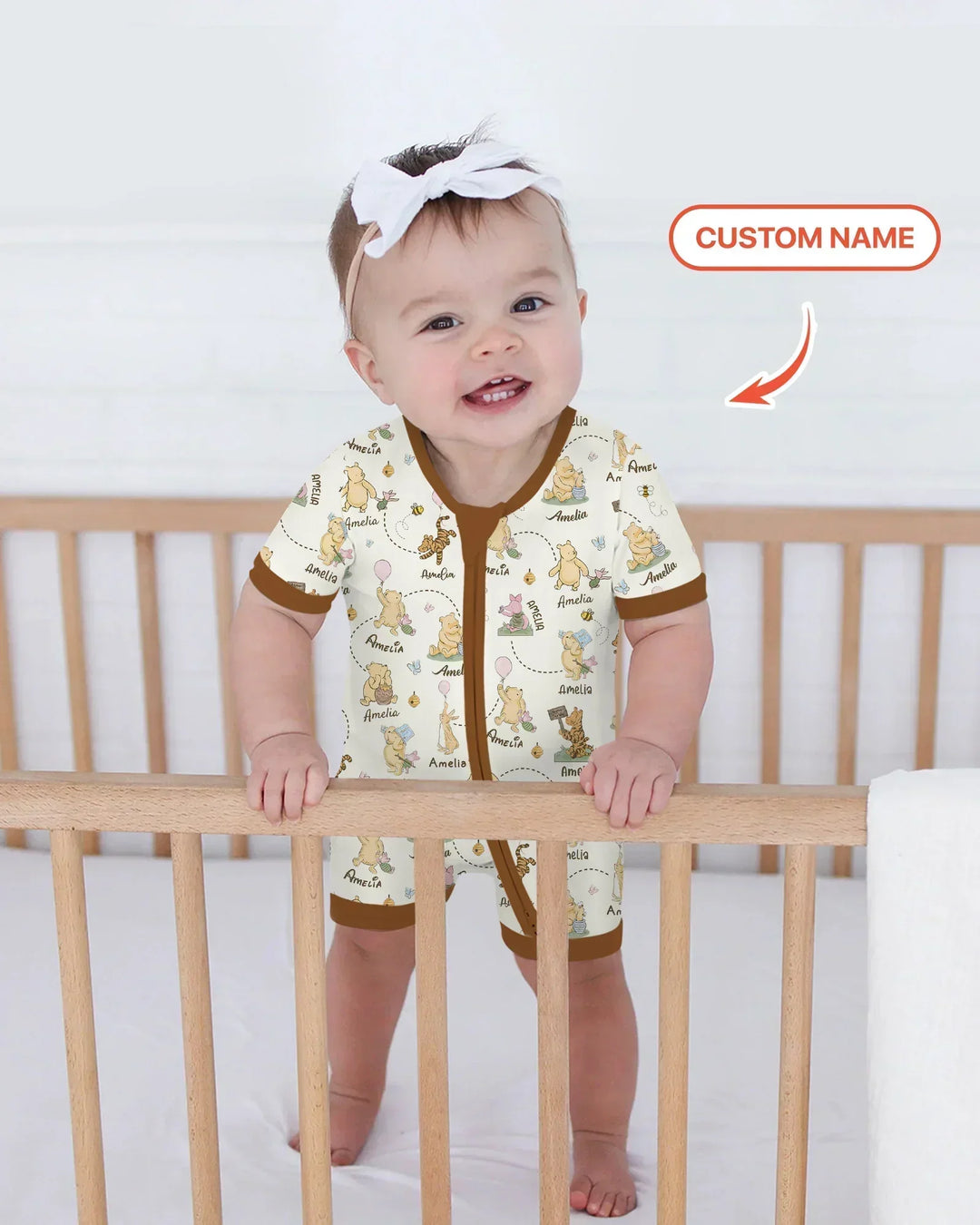 Once Upon A Bear Custom Name Bamboo Shorty Zippy
