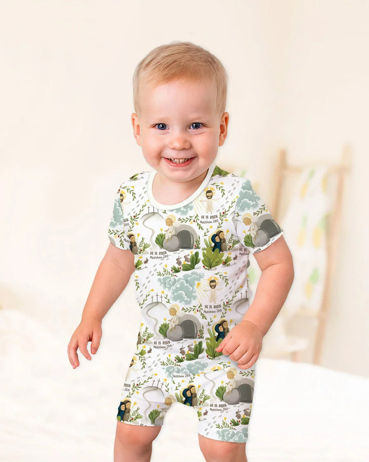 He Is Risen Two Piece Short Sleeve Shorts Pajama Set
