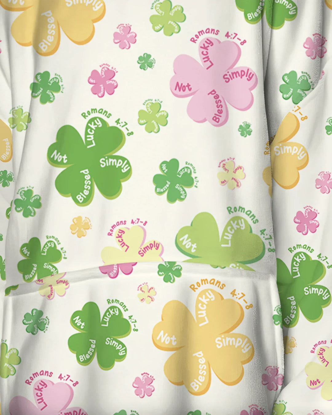 Shamrocks Print St. Patrick's Day Wearable Bamboo Blanket Hoodie
