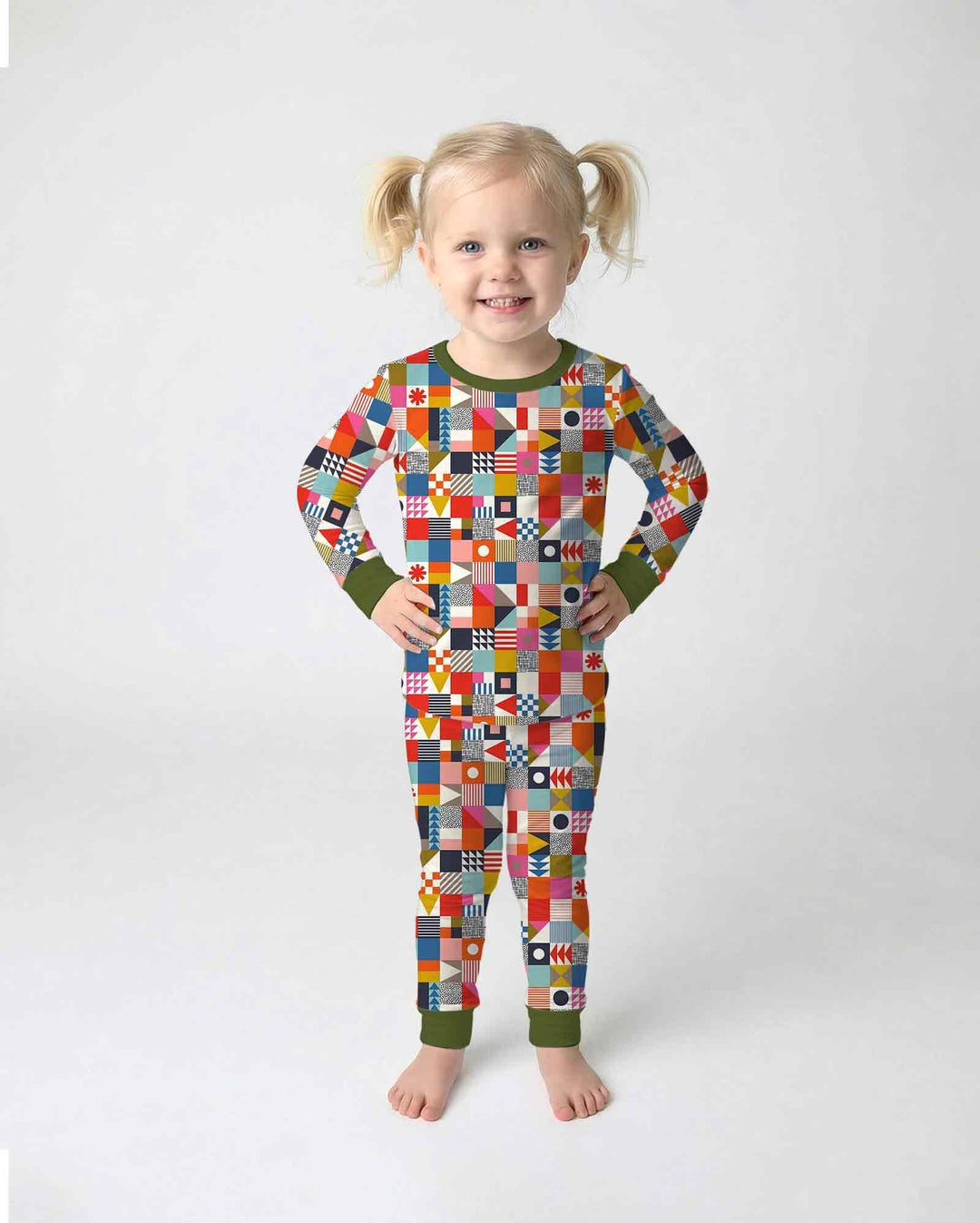 Playful Shapes Bamboo Two Piece Long Sleeve Pajama Set