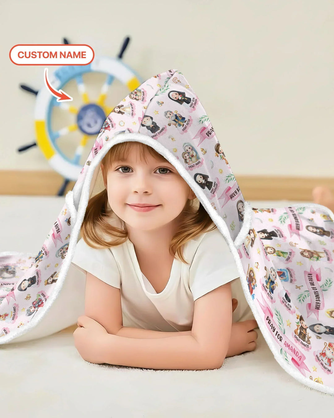Holy Saints of Heaven Custom Name Bamboo Wearable Hooded Blanket