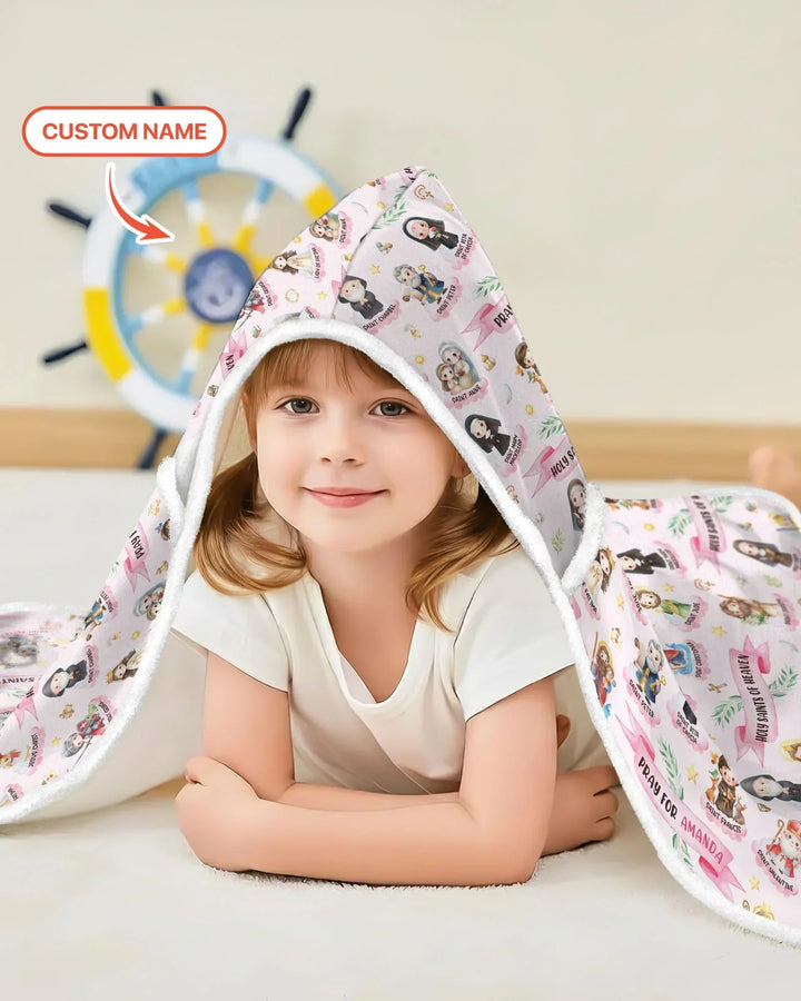 Holy Saints of Heaven Custom Name Bamboo Wearable Hooded Blanket
