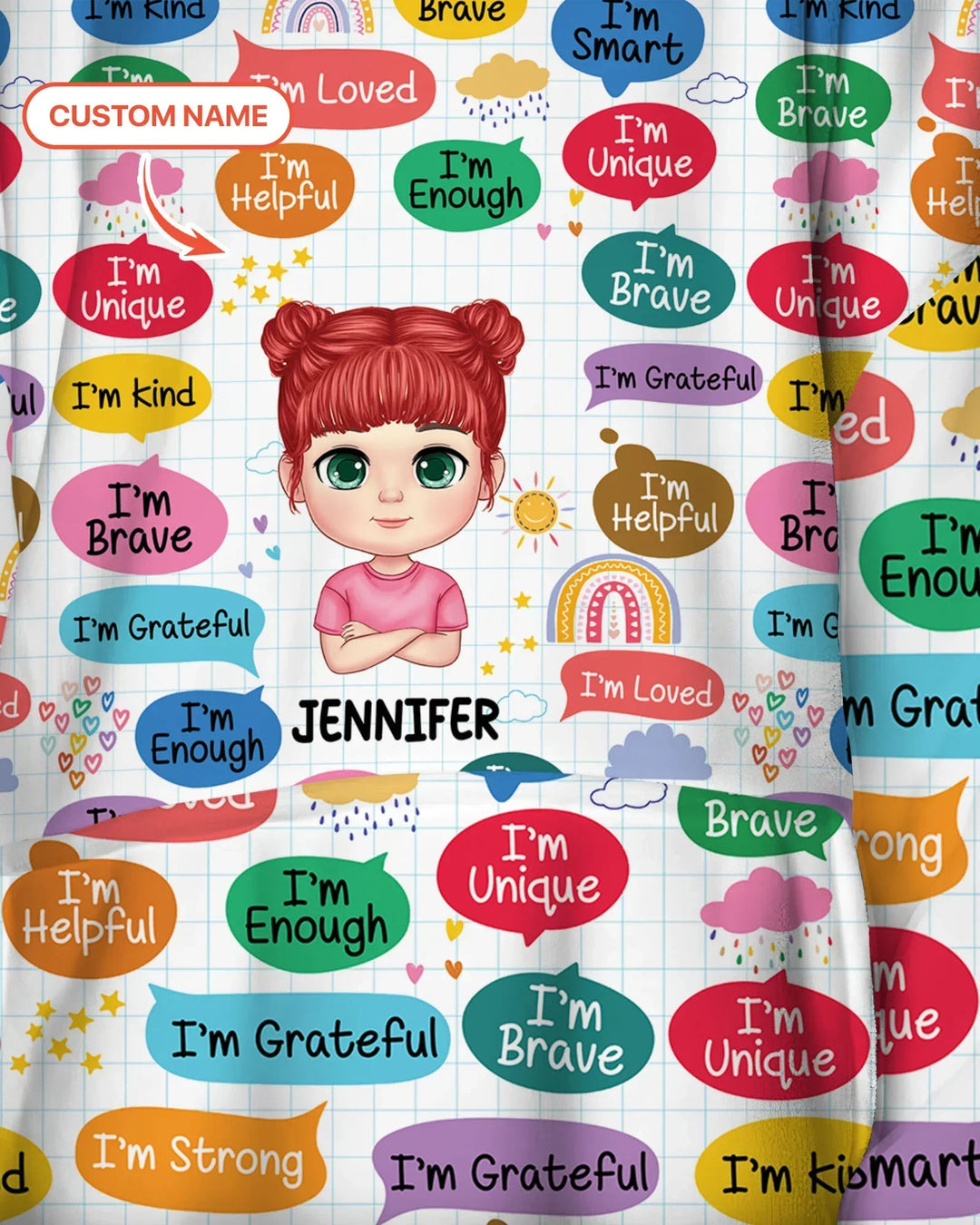 Personalized I'm Kind I'm Brave Bamboo Blanket Hoodie
